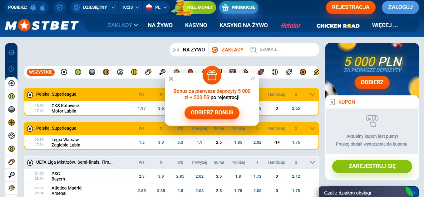 Sports bets casino – popularne dyscypliny i rynki dla polskich graczy